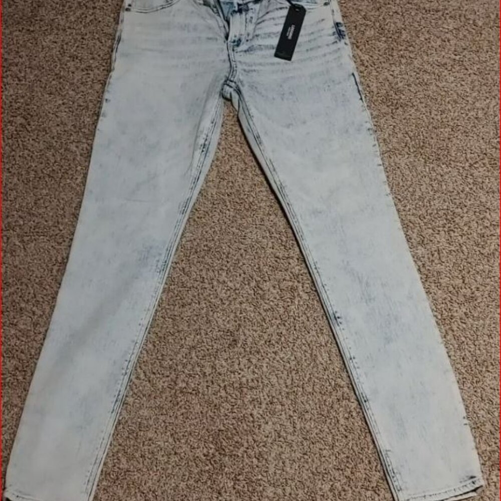 Express Jeans Womens Sz 6 Acid Wash Skinny Blue Jeans Mid Rise 9" New With Tags